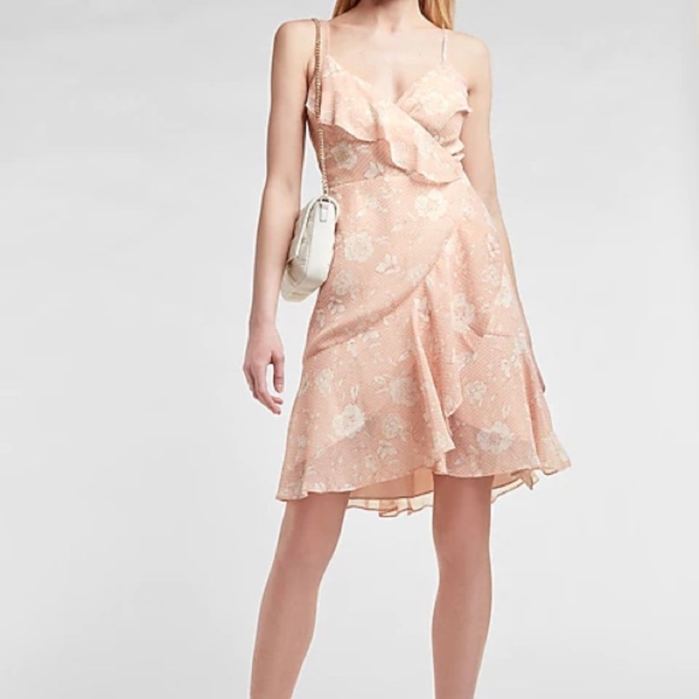 Floral Ruffle Wrap Mini Dress XS